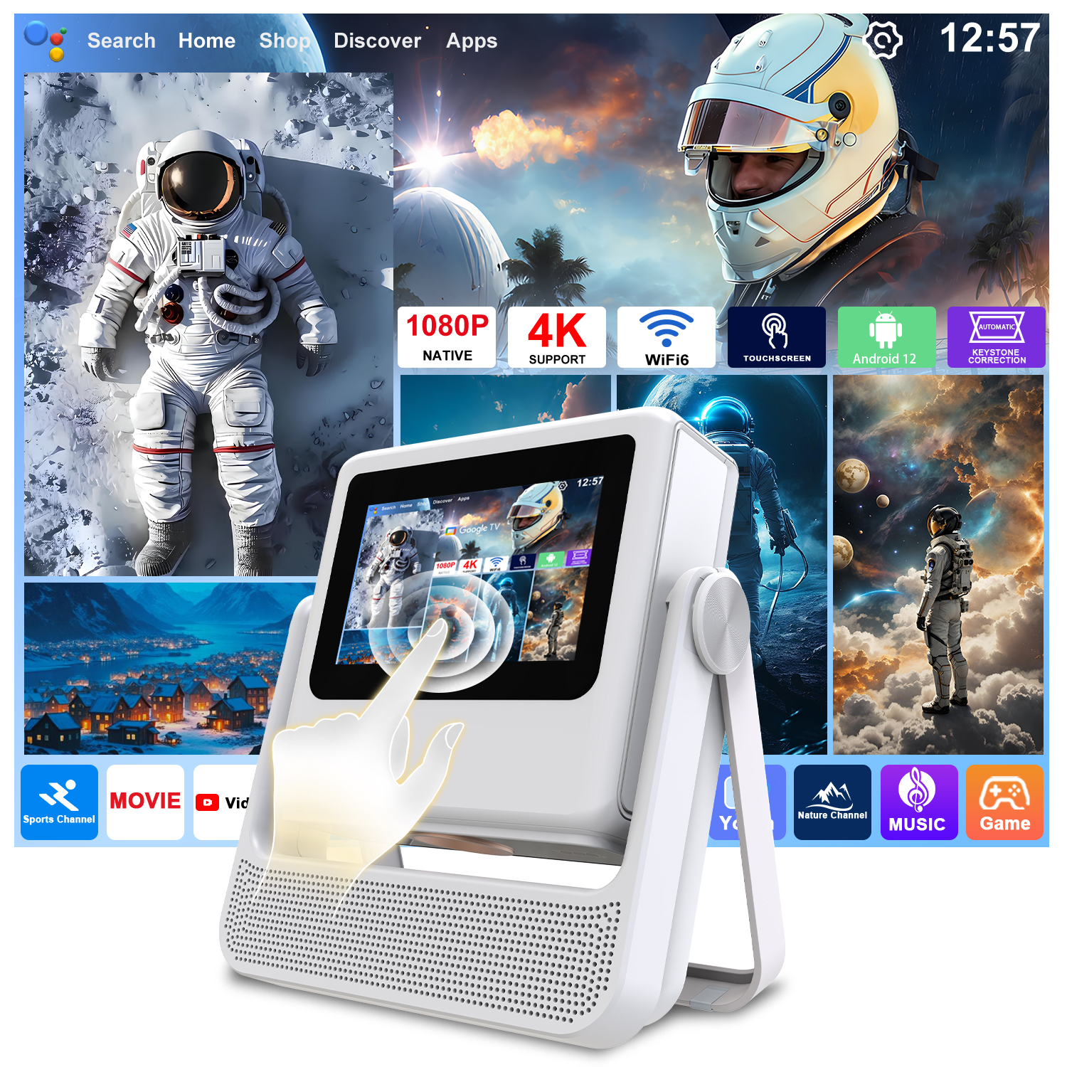 Home Cinema Gifts - 7 Inch Android 12 Projector 180°