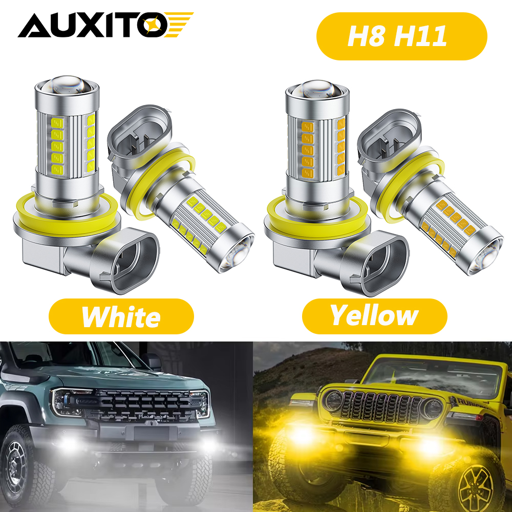 Projector Lamp Replacement - 2Pcs H11 H8 H9 H16JP White/Yellow