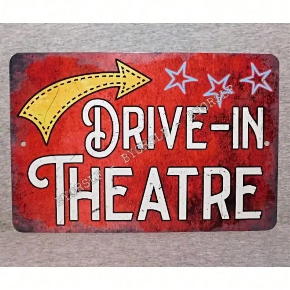 Home Cinema Gifts - Metal Drive-in Theatre Sign 8x12 Inch