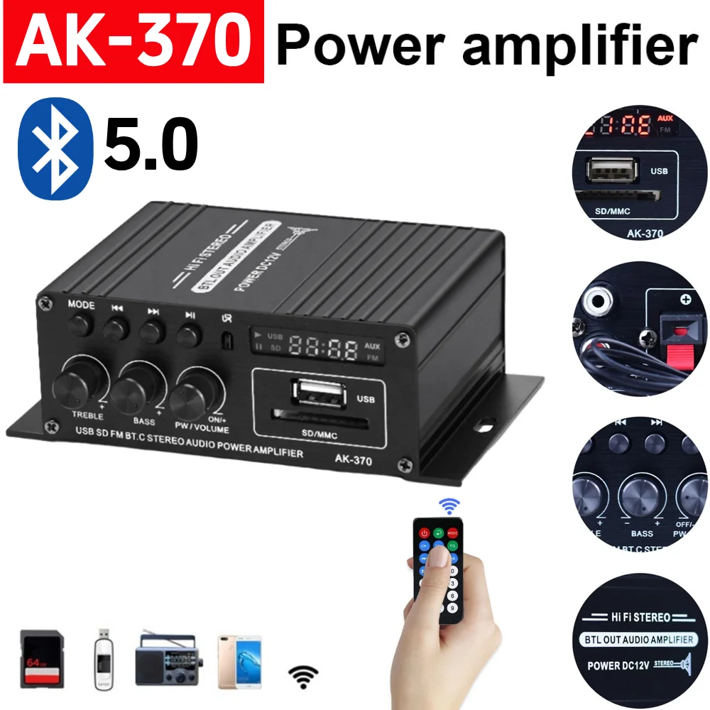AK-370 Bluetooth Amplifier Pow - Home Cinema Bluetooth ulasan dan harga