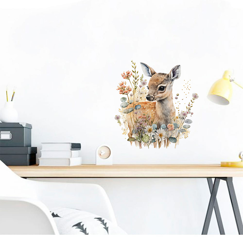 C400#Cute Deer Wall Sticker Ki - Home Cinema Wall ulasan dan harga