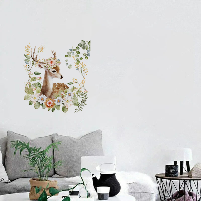 C400#Cute Deer Wall Sticker Ki - Home Cinema Wall ulasan dan harga