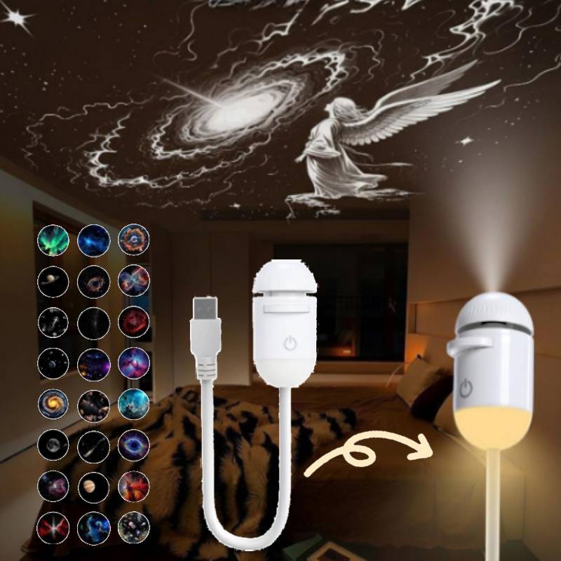 2-in-1 Mini Galaxy 360° Rotate - Home Cinema Led Projector ulasan dan harga