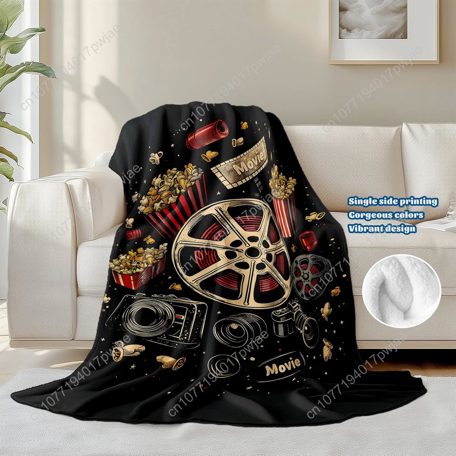Movie Ticket Popcorn Throw Bla - Home Cinema Gifts ulasan dan harga