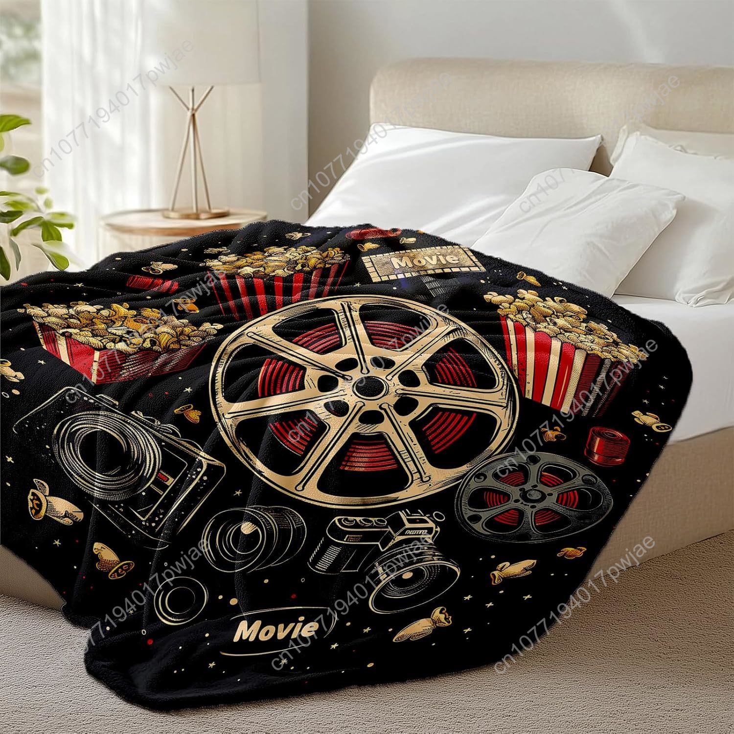 Movie Ticket Popcorn Throw Bla - Home Cinema Gifts ulasan dan harga