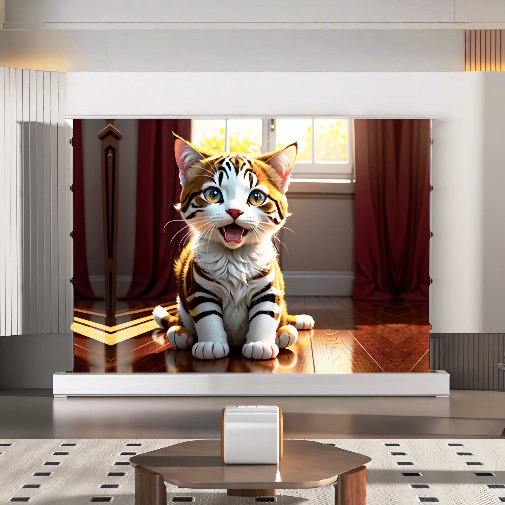Electric Floor Rising Projecti - Home Cinema Tv Screen ulasan dan harga