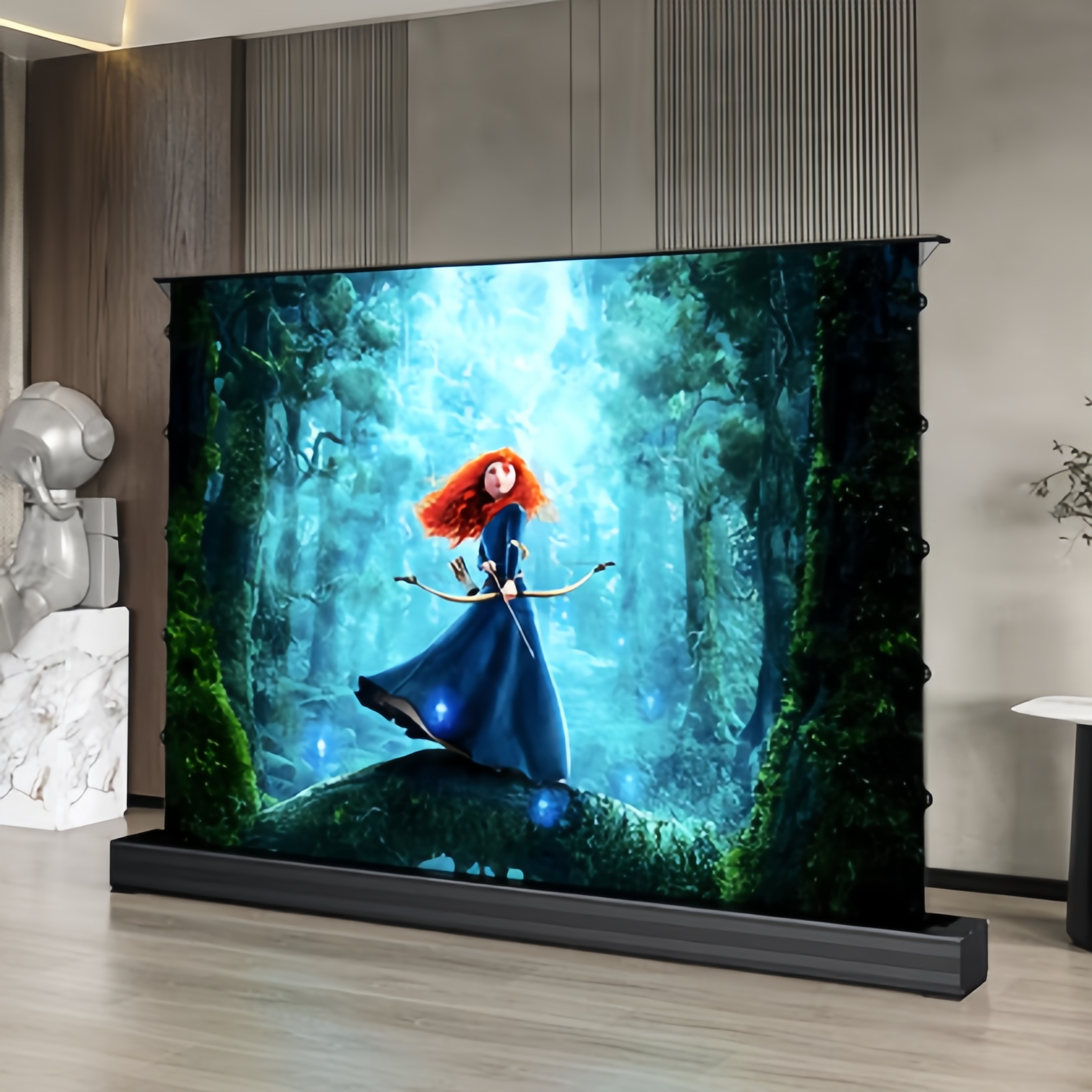 Electric Floor Rising Projecti - Home Cinema Tv Screen ulasan dan harga