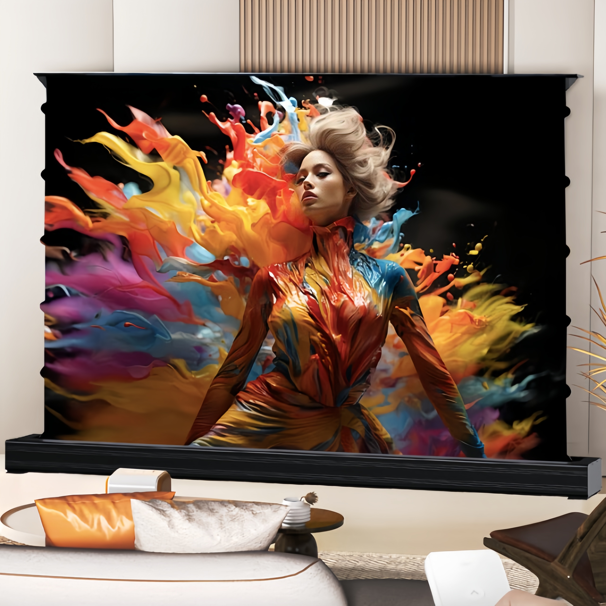 Electric Floor Rising Projecti - Home Cinema Tv Screen ulasan dan harga