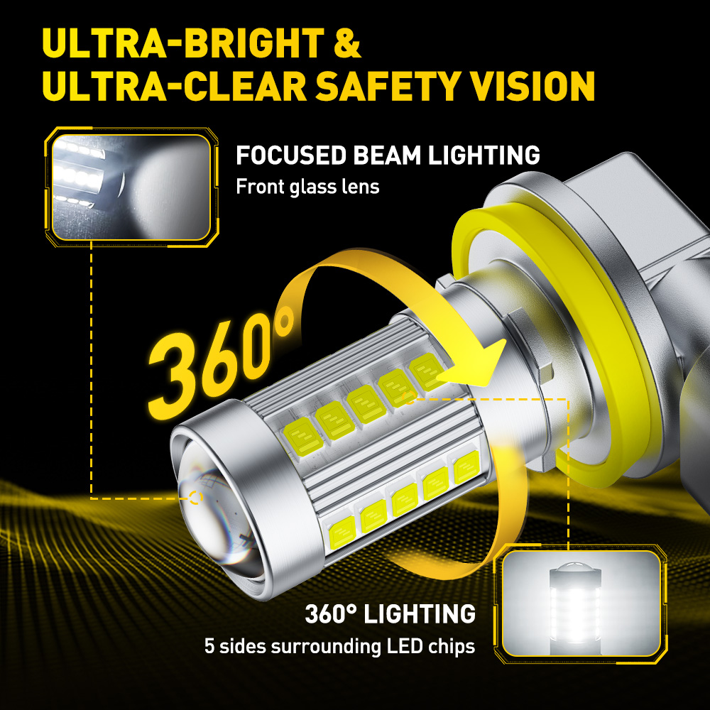 AUXITO 2Pcs H11 LED Fog Light  - Projector Lamp Replacement ulasan dan harga
