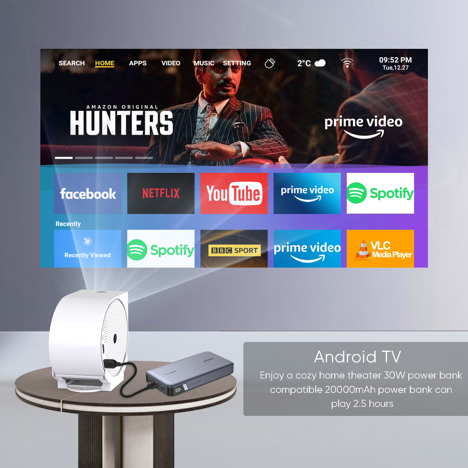 TYPE C 4K Mini Projector with  - Xiaomi Home Cinema ulasan dan harga