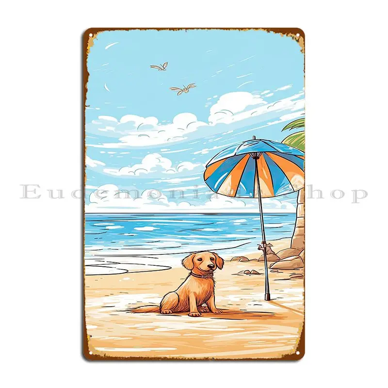 Sunny Day Beach Dog Metal Sign - Home Cinema Today ulasan dan harga