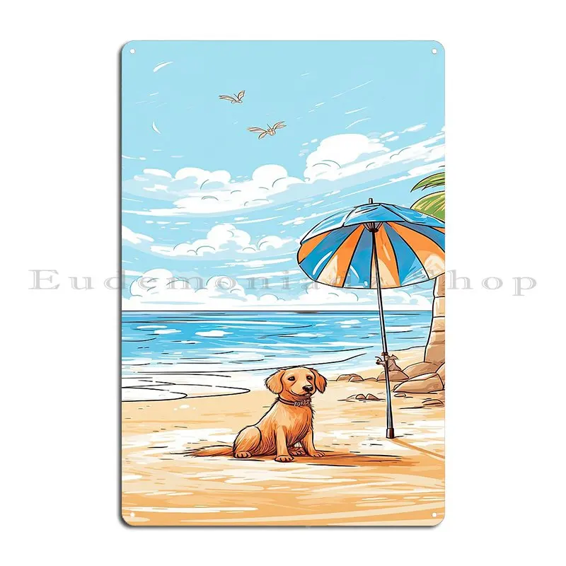 Sunny Day Beach Dog Metal Sign - Home Cinema Today ulasan dan harga